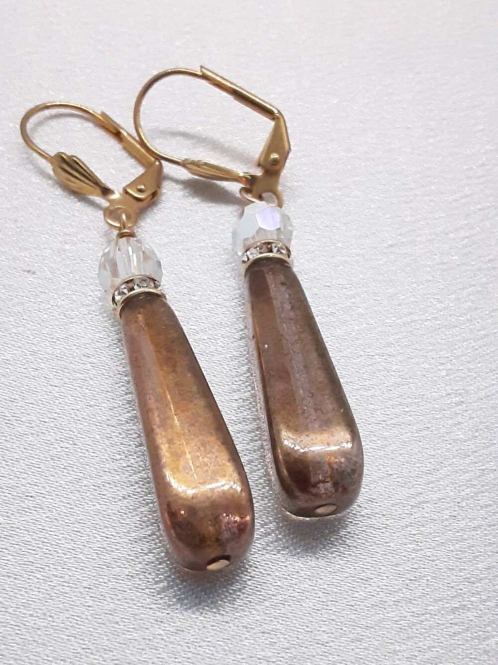NEW Holly Yashi Brown Tear Drop Lever Back Earrings - Picture 3 of 11